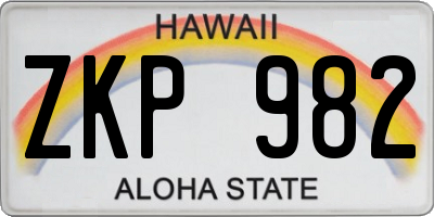 HI license plate ZKP982