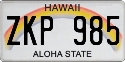HI license plate ZKP985