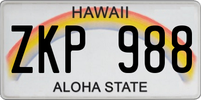 HI license plate ZKP988
