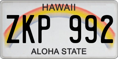 HI license plate ZKP992