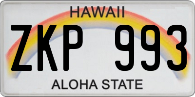 HI license plate ZKP993