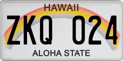 HI license plate ZKQ024