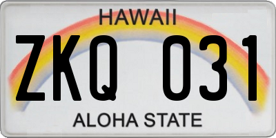 HI license plate ZKQ031