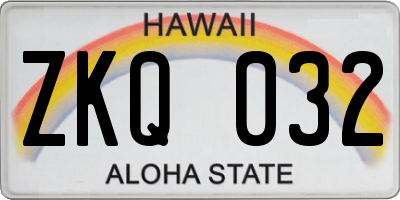 HI license plate ZKQ032