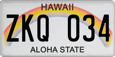 HI license plate ZKQ034