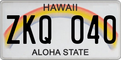 HI license plate ZKQ040