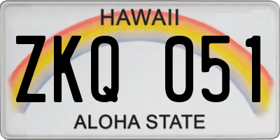 HI license plate ZKQ051
