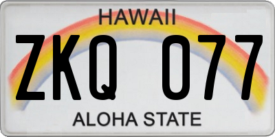 HI license plate ZKQ077