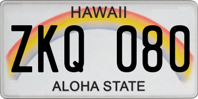 HI license plate ZKQ080