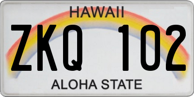 HI license plate ZKQ102