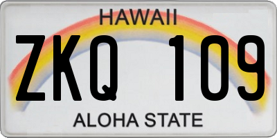 HI license plate ZKQ109