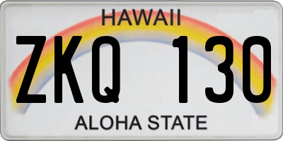 HI license plate ZKQ130