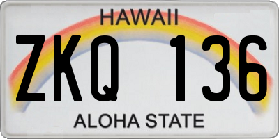 HI license plate ZKQ136