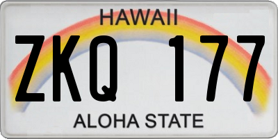 HI license plate ZKQ177