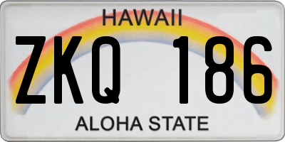 HI license plate ZKQ186
