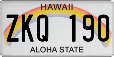 HI license plate ZKQ190