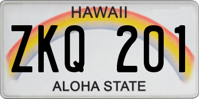 HI license plate ZKQ201