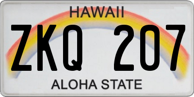 HI license plate ZKQ207