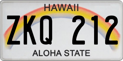 HI license plate ZKQ212
