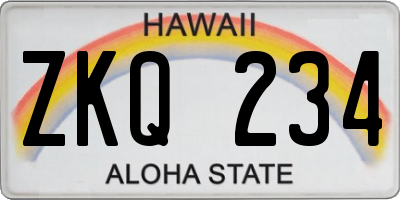 HI license plate ZKQ234