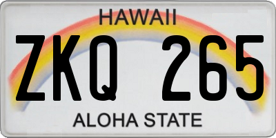 HI license plate ZKQ265