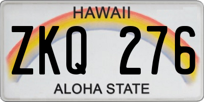 HI license plate ZKQ276