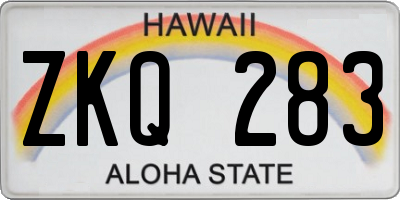 HI license plate ZKQ283