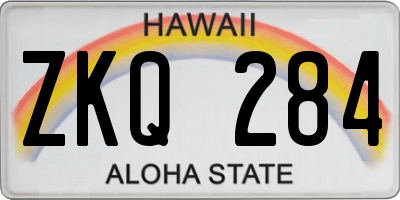 HI license plate ZKQ284