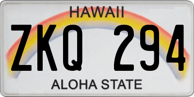 HI license plate ZKQ294