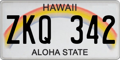HI license plate ZKQ342