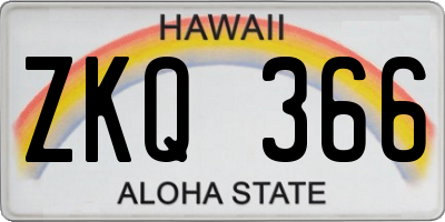 HI license plate ZKQ366