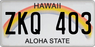 HI license plate ZKQ403