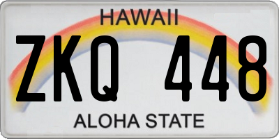 HI license plate ZKQ448