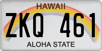 HI license plate ZKQ461