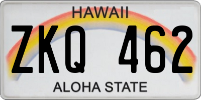HI license plate ZKQ462