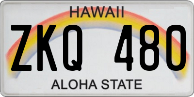HI license plate ZKQ480