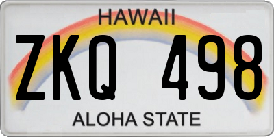 HI license plate ZKQ498