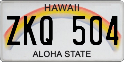 HI license plate ZKQ504