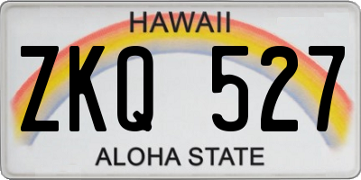 HI license plate ZKQ527