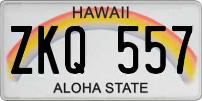 HI license plate ZKQ557