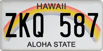HI license plate ZKQ587