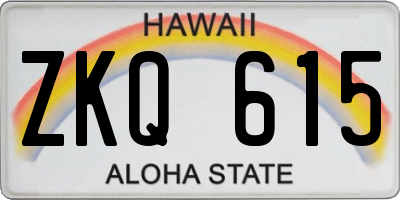HI license plate ZKQ615