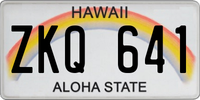 HI license plate ZKQ641