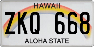 HI license plate ZKQ668