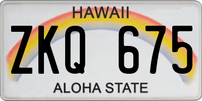 HI license plate ZKQ675