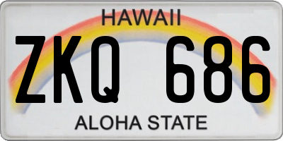 HI license plate ZKQ686