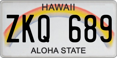 HI license plate ZKQ689