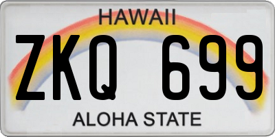 HI license plate ZKQ699