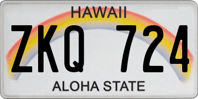 HI license plate ZKQ724