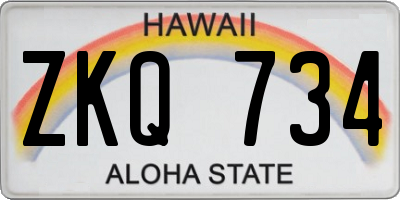 HI license plate ZKQ734